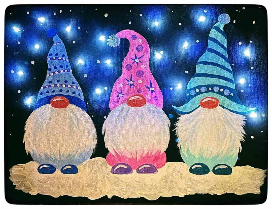 Gnomes holiday painting