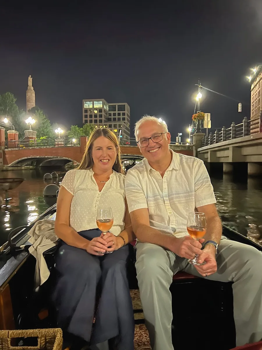 Tamara and Glenn on a gondola in Providence