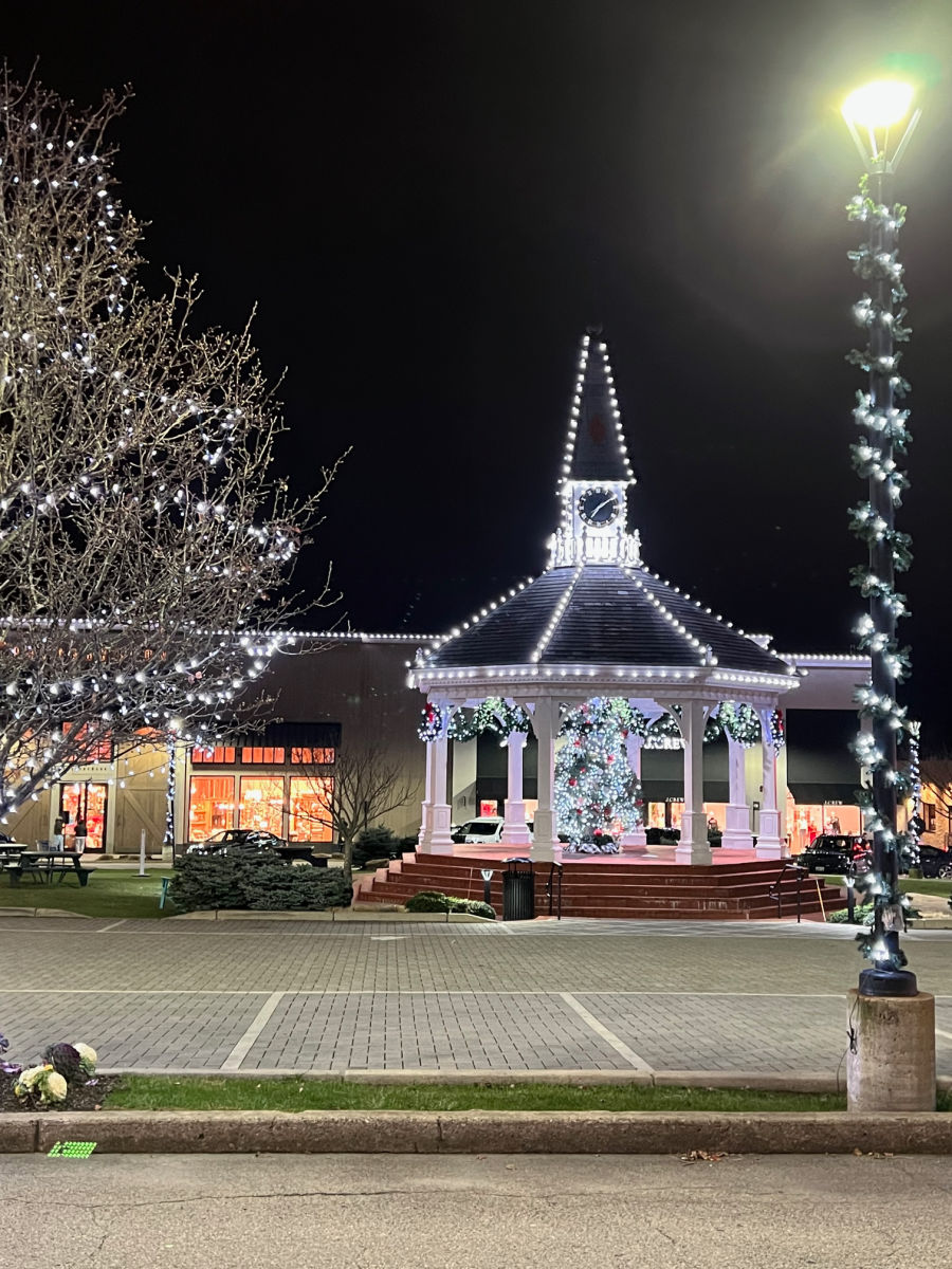 Garden City Gazebo and Christmas lights